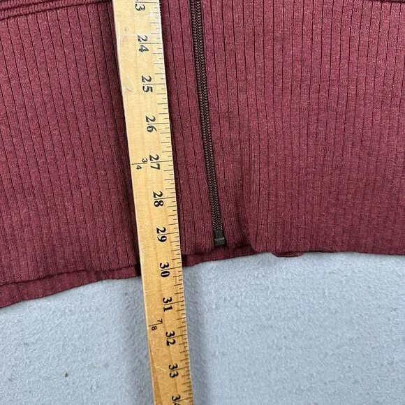 Lululemon Call Me Cozy Wrap Women’s OS Red Cotton Yak Blend Full Zip Sweater - Picture 6 of 16